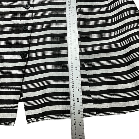LOUBEN Linen Blend Button Front Sleeveless Shirt Black & Silver Stripes US Sz 16 - Picture 6 of 9